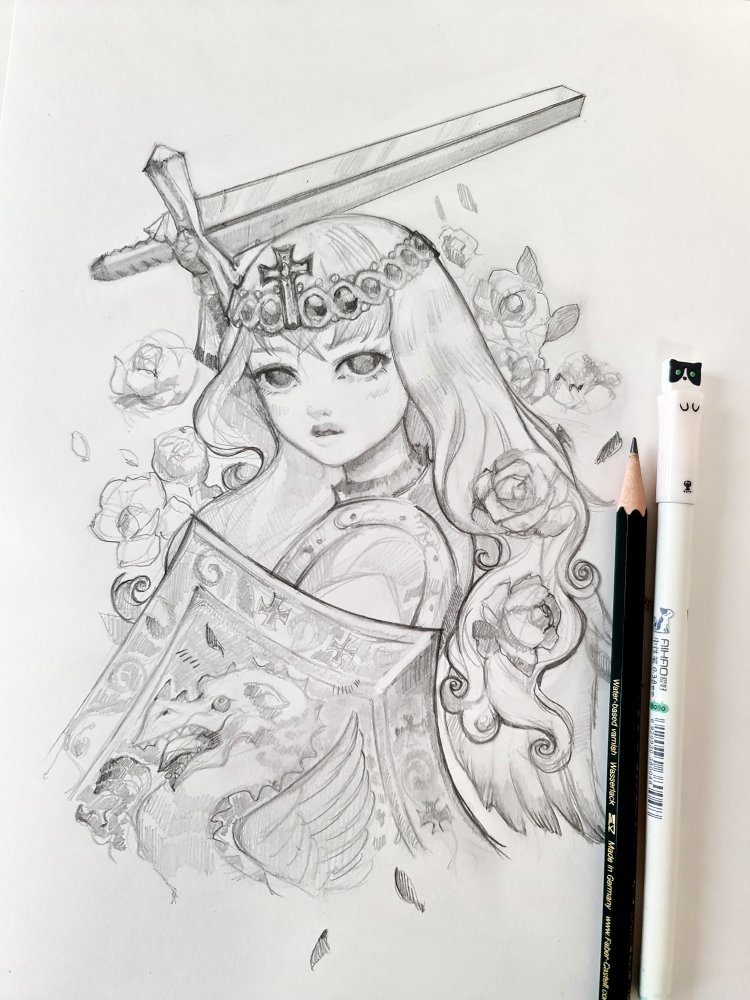 Lady Knight Drawing
