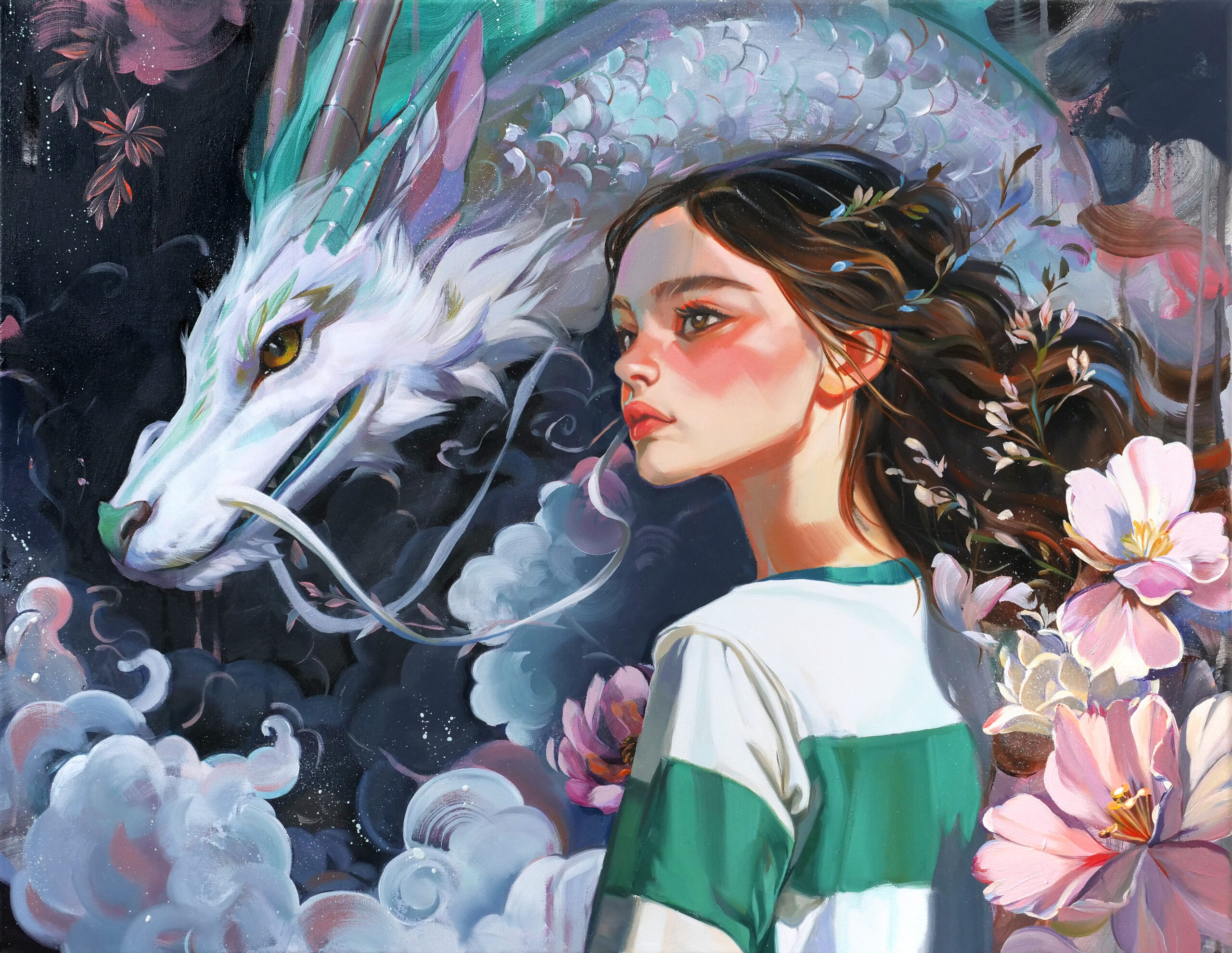 LAST DAY to bid on 'Chihiro & Haku'! 🎋 + progress pictures!
