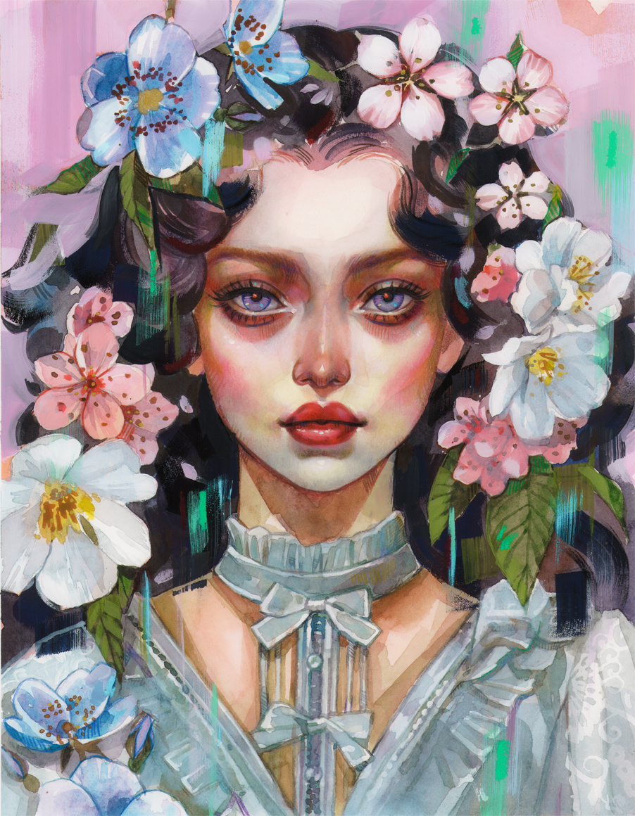 Tutorial Preview: "Hanami No Yosei" Painting + Mixed Media Techniques! 🌸