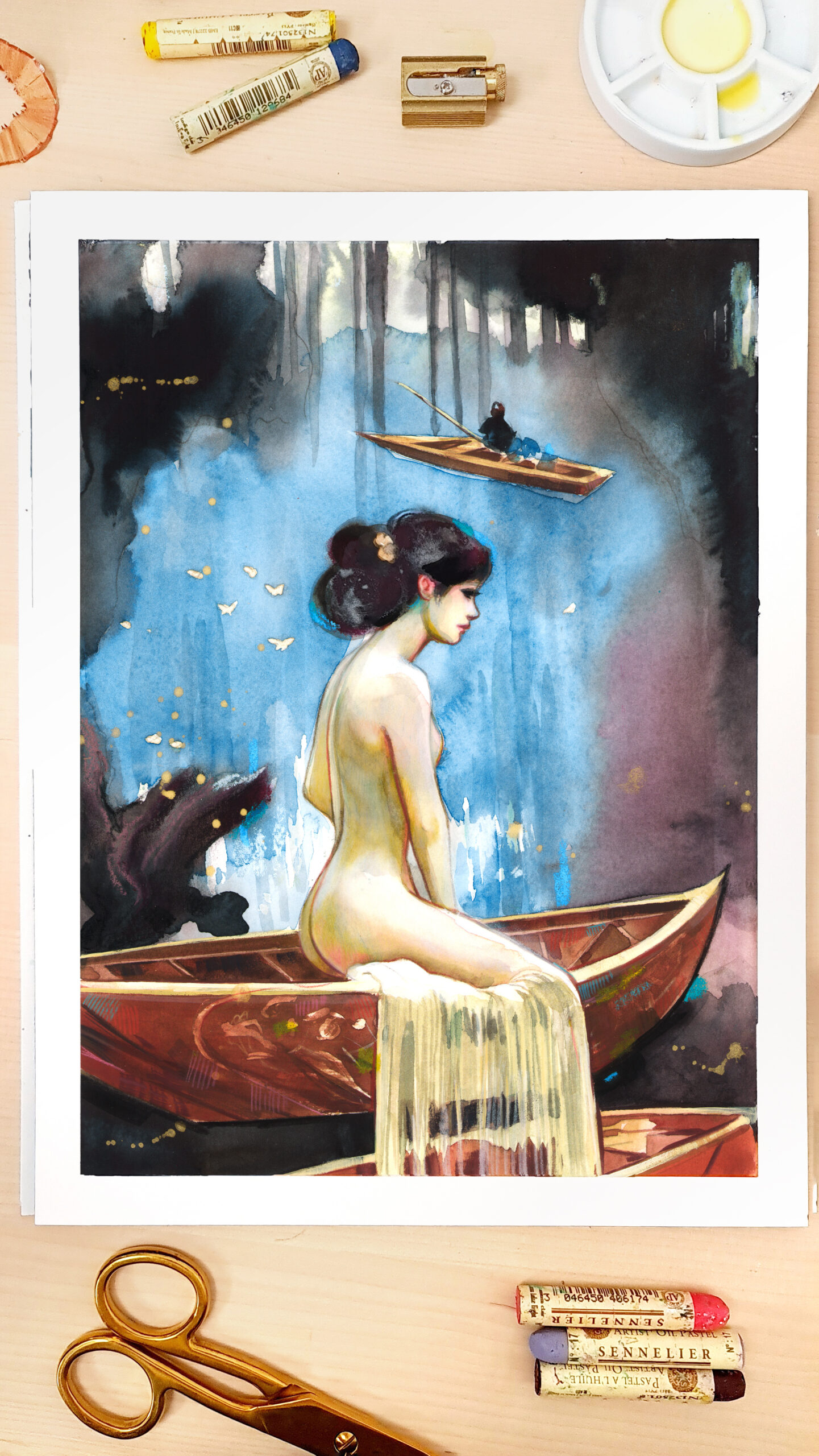"Lorelei" finished Watercolor Painting
