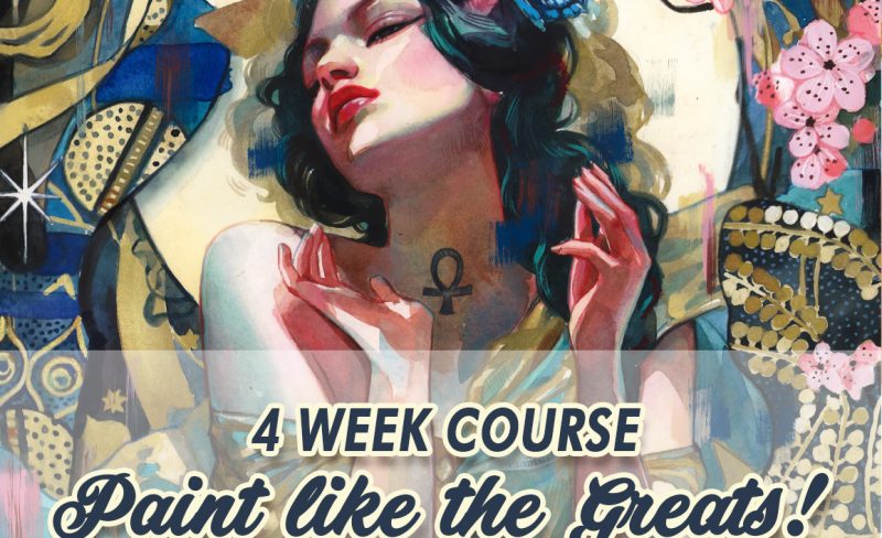 Paint like the Greats! | A Mixed Media Course for All Levels Inspired by Alphonse Mucha & Art Nouveau!