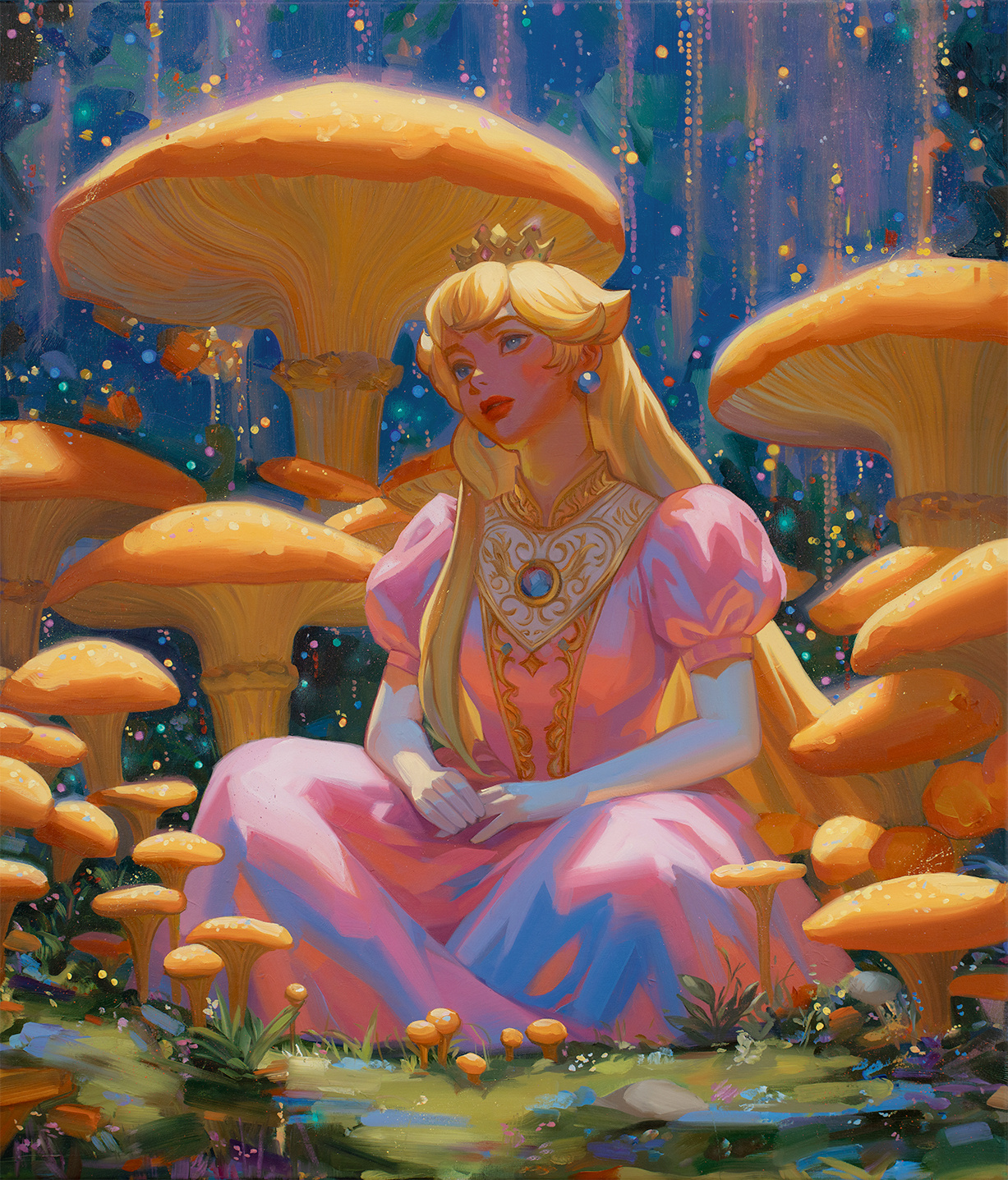 🍑 New original painting: Peach in the Mushroom Kingdom! 🍄